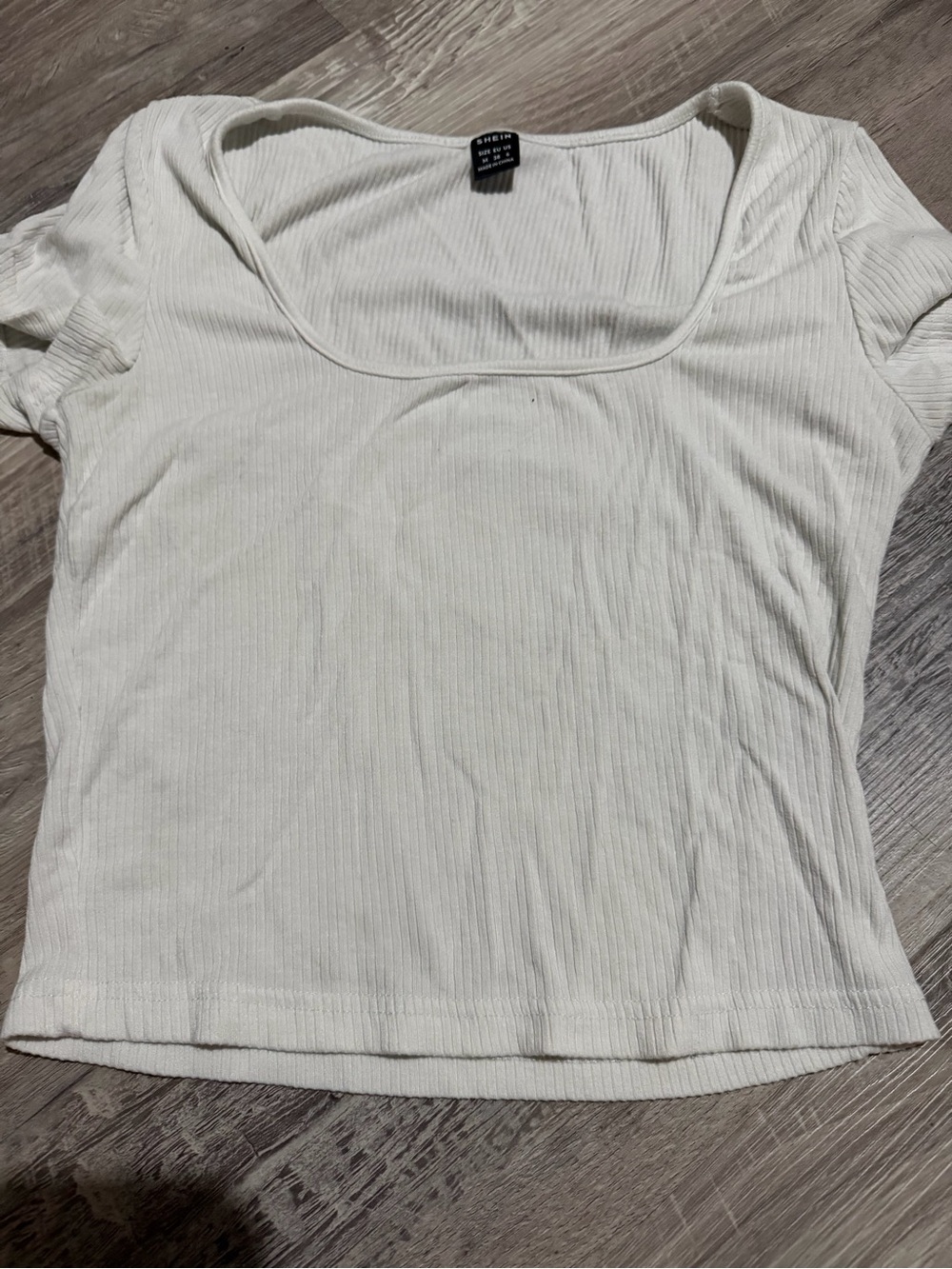 SHEIN Cream Ribbed Scoop-Neck Crop Top